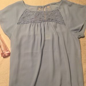 Anthropologie maeve top with lace neckline